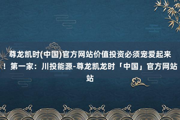 尊龙凯时(中国)官方网站价值投资必须宠爱起来！第一家：川投能源-尊龙凯龙时「中国」官方网站