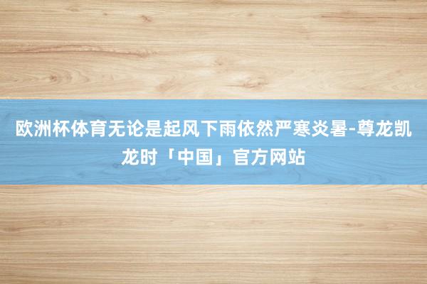 欧洲杯体育无论是起风下雨依然严寒炎暑-尊龙凯龙时「中国」官方网站