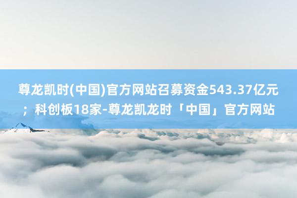 尊龙凯时(中国)官方网站召募资金543.37亿元；科创板18家-尊龙凯龙时「中国」官方网站