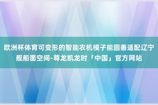 欧洲杯体育可变形的智能农机模子能圆善适配辽宁舰船面空间-尊龙凯龙时「中国」官方网站