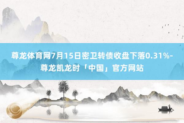 尊龙体育网7月15日密卫转债收盘下落0.31%-尊龙凯龙时「中国」官方网站