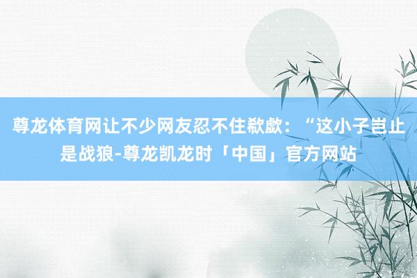 尊龙体育网让不少网友忍不住欷歔:“这小子岂止是战狼-尊龙凯龙时「中国」官方网站