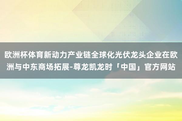 欧洲杯体育新动力产业链全球化光伏龙头企业在欧洲与中东商场拓展-尊龙凯龙时「中国」官方网站