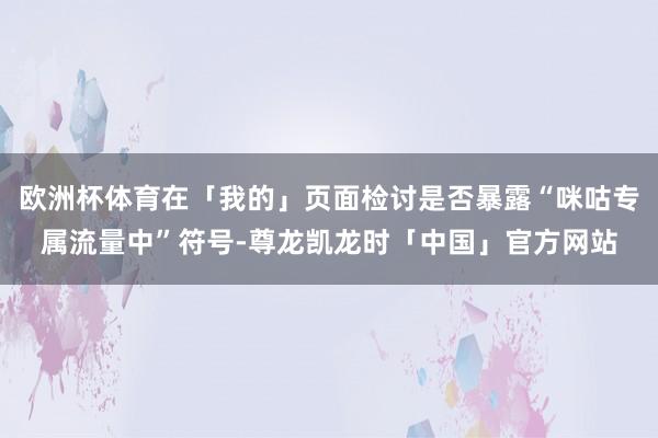 欧洲杯体育在「我的」页面检讨是否暴露“咪咕专属流量中”符号-尊龙凯龙时「中国」官方网站