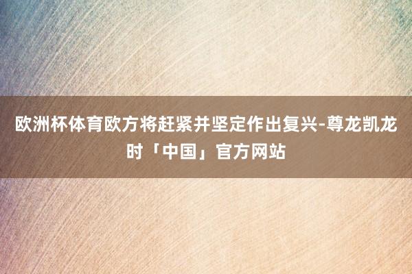 欧洲杯体育欧方将赶紧并坚定作出复兴-尊龙凯龙时「中国」官方网站