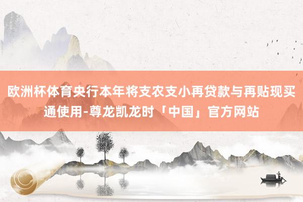 欧洲杯体育央行本年将支农支小再贷款与再贴现买通使用-尊龙凯龙时「中国」官方网站